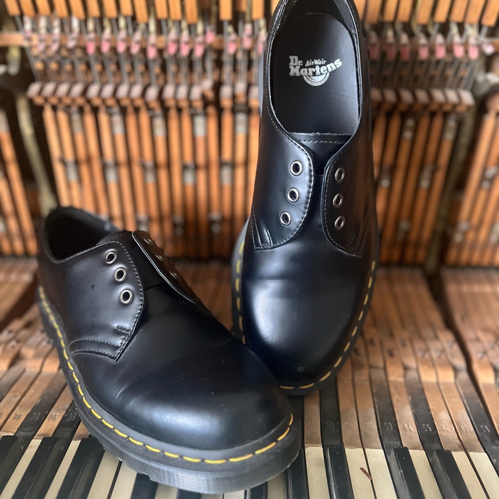 Dr. Martens Black Oxfords with Air-Cushioned Sole Slip Ons